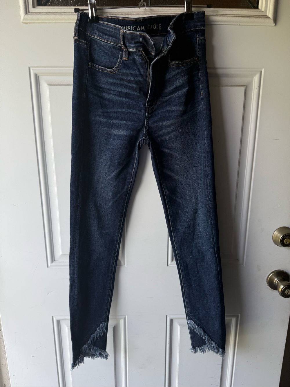 American Eagle Outfitters Dark Wash Fringe Hem Skinny Women's Jeans